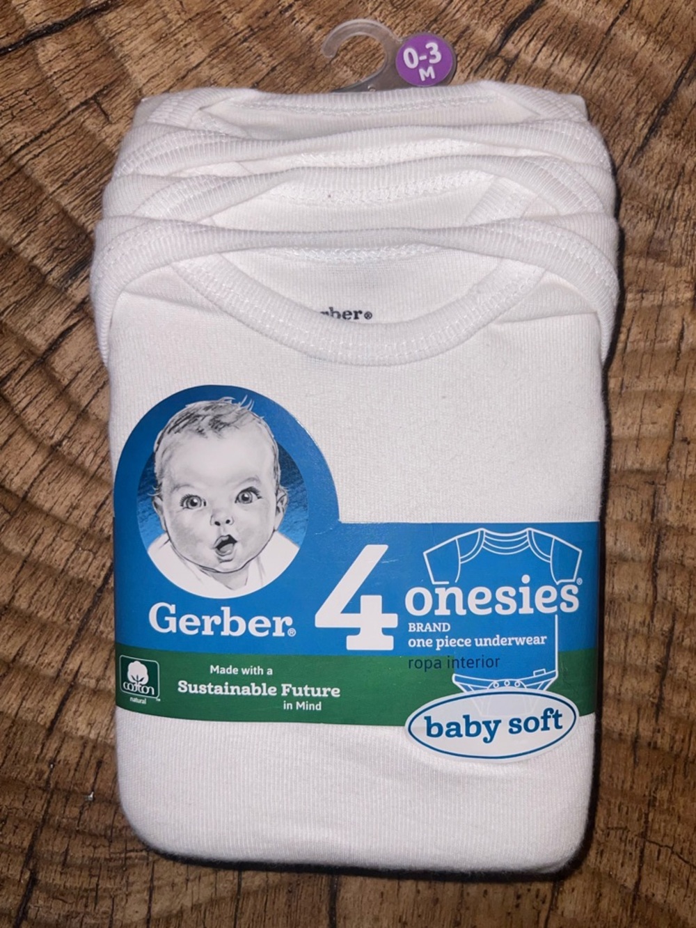 ‼️NWT: Gerber 4 Pack 100% Cotton White Onesies 0-3 M